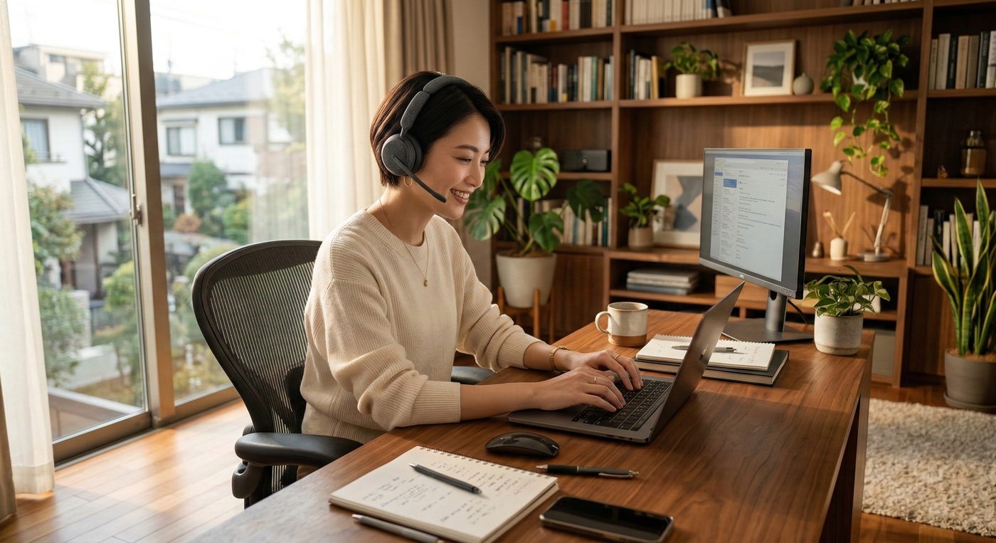 自宅で快適にテレワークを行うアポインター